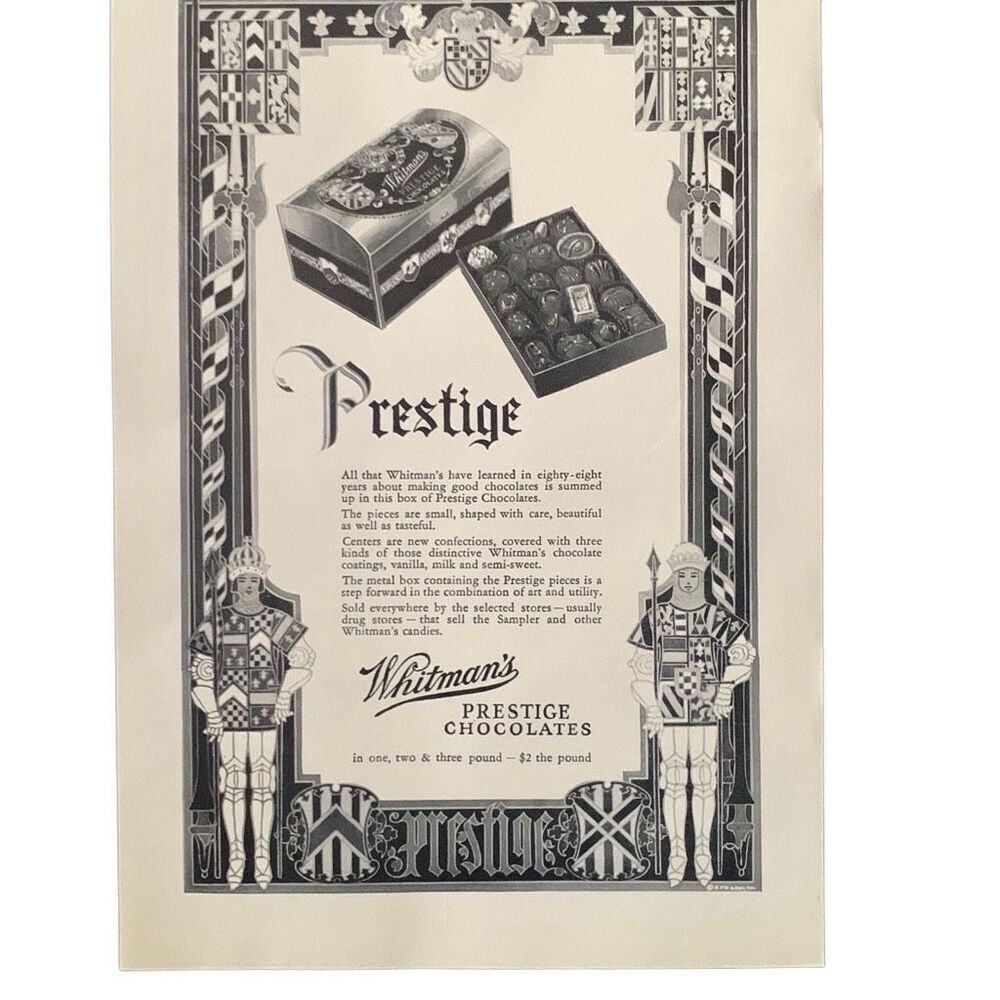 Vintage 1930 Whitman’s Prestige Chocolates Ad Advertisment